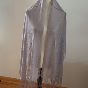 Gray Crochet Fringe Wrap